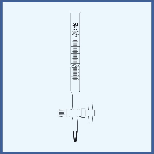 Burette with straight stopcock, PTFE key, QUALICOLOR, class B 10 ml (0,05)